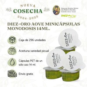 Minicápsulas monodosis de AOVE de 14 ml – Caja 296 u.