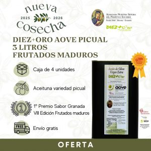 Diez+Oro Aceite de oliva Virgen Extra 3 Litros – Caja 4 u.